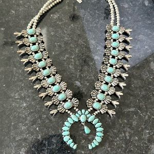 Silver and turquoise native American inspired bauble bar necklace